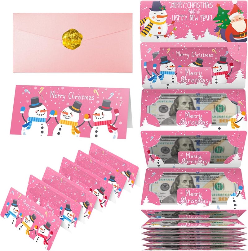 Jaywayang Christmas Money or Gift Card Holder with 10 Slots, Surprise Cash Envelope Holders for Men Women Girls Boys (Pink) - Image 1